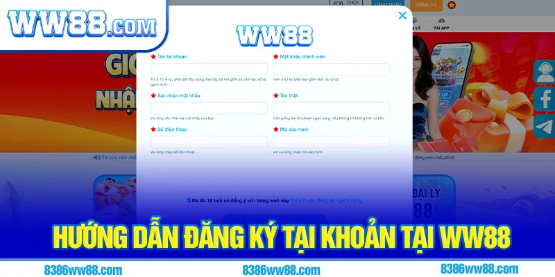 Hướng dẫn đăng ký tại khoản tại WW88